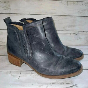 Korks Tea Ankle Booties chelsea heeled black leather women’s 8